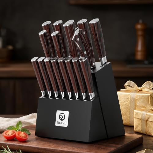 imarku Knife Set 18-Piece with 10Cr15Co mov High Carbon Stainless Steel