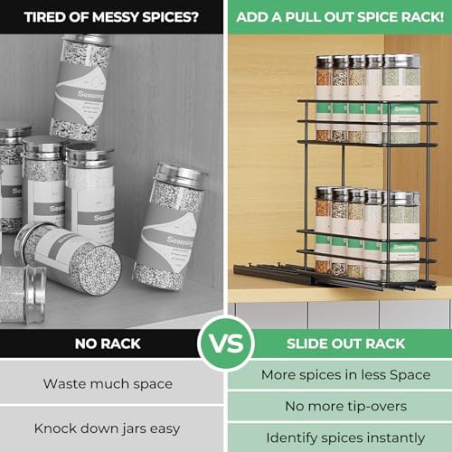 Mystozer Pull Out Spice Rack Organizer for Cabinet, Slide Out Spice Racks