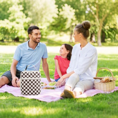 Lunch Box for Women Men Adult Insulated Lunch Bag Women Men Small Reusable Lunchbox for Work Picnic Travel (Coffee Stripes)