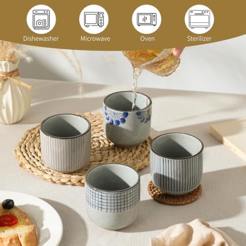 Japanese Tea Cups,Tea Cup Set for 4,Small Tea Cups,Macha Cups,Ceramic Cups for Tea or Coffee