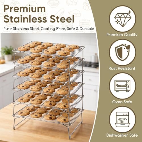 Herogo 6-Tier 15"x10" Stainless Steel Baking Cooling Rack