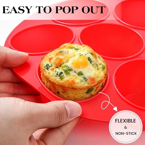 CAKETIME Silicone Muffin Pans for Air Fryer, Oven Baking Nonstick