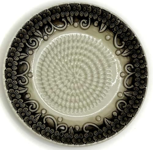 BonCera, Premium Ceramic Garlic Grater Plate Set - Black Embossed