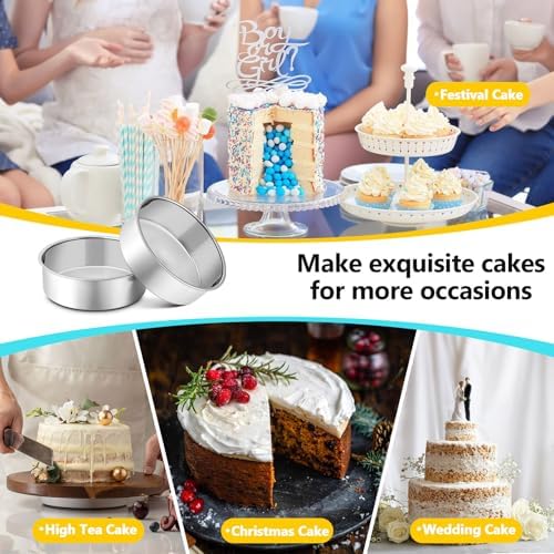 P&P CHEF 6 Inch Cake Pan Set of 2, Stainless Steel Round Baking Cake Pans