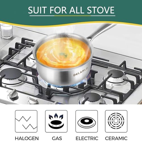 DELARLO Full-body Clad Tri-ply Stainless Steel 1.5 Quart Saucepan with Lid