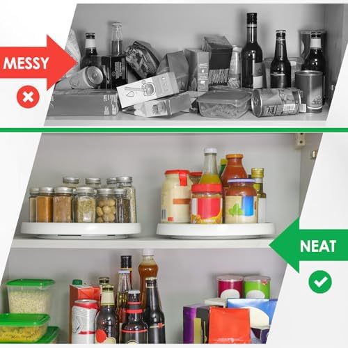 2 Pack, 12-Inch Non-Skid Lazy Susan Organizers - Turntable Rack for Pantry Organization and Storage, Kitchen, Fridge, Cabinets, Bathroom Makeup Vanity Countertop, Under Sink Organizing, Spice Rack