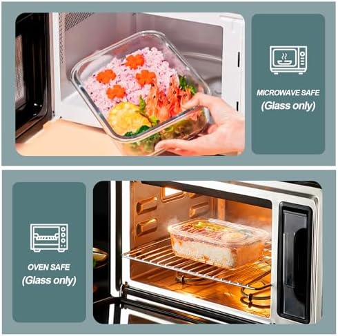KOMUEE 30 oz 5 Pack Glass Meal Prep Containers with Lids, White