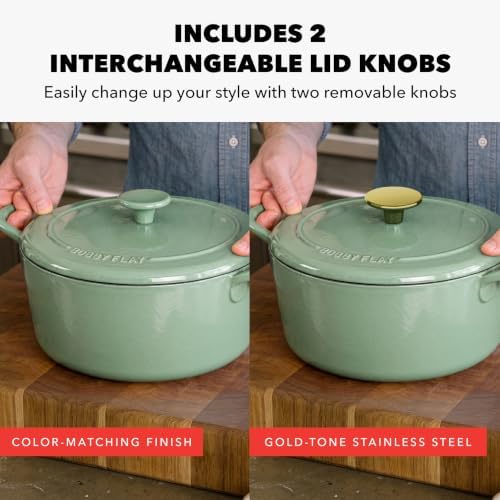 GreenPan x Bobby Flay 5.5QT Enameled Cast Iron Dutch Oven With Lid, Green