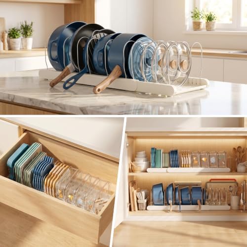 ORDORA 2 Pack Expandable Pots and Pans Organizer for Food Storage Container