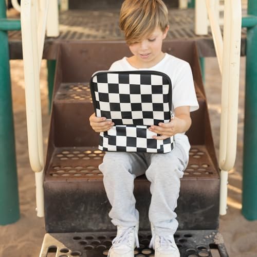 Tiny Twinkle Insulated Lunch Box for Girls and Boys | Durable and Reusable for School & Travel | Ages 3 and Up | Waterproof and Easy to Clean | PFAs and BPA Free（Black Checkers）