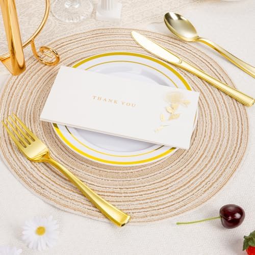 BESTSTAR 7 Inch White with Gold Rim Plastic Plates,100PCS Disposable Dessert/Appetizer/Small Cake Plates,Heavy Duty Plate Ideal for Wedding and Birthday (Pack of 2)