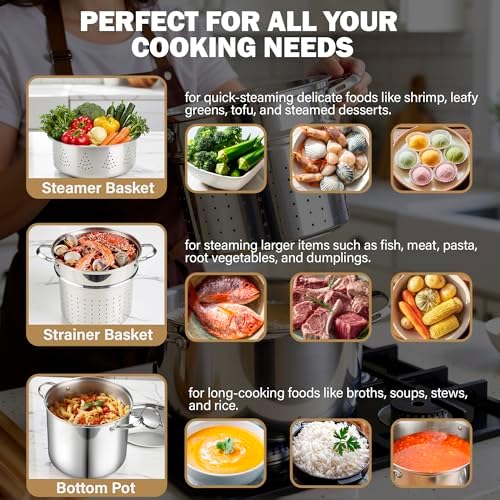 Cooks Standard 12 Quart Pasta Pot Set 4-Piece 18/10 (304) Stainless Steel