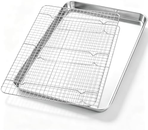 Homikit Large Baking Sheet with Wire Rack (1 Pan+1 Cooling Rack), 20”x14”