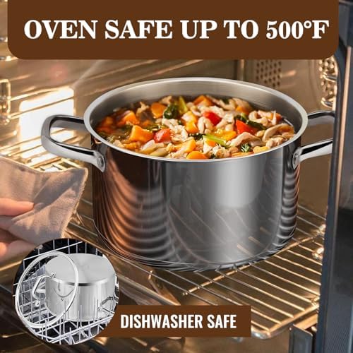 Rorence Stainless Steel Stock Pot, 6-Quart