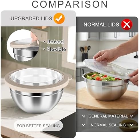 HaWare Mixing Bowls with Clear Airtight Lids, Stainless Steel Nesting Bowls