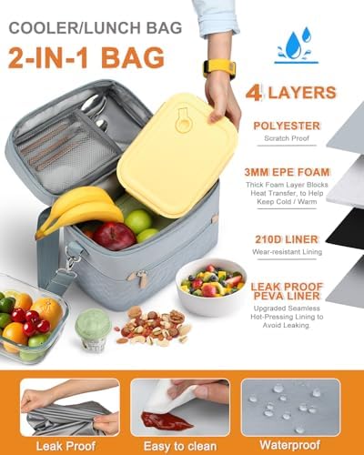 Capolo Lunch Bag for Women Men Insulated Lunch Tote Leakproof Lunchbox Bags