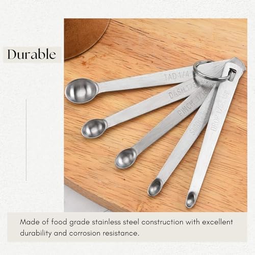 2 Pack Teaspoon Measuring Spoons, 1/4 tsp, 1/8 tsp, 1/16 tsp, 1/32 tsp, 1/64 tsp Mini Measuring Spoons Set, Stainless Steel Cooking Baking Tiny Measuring Spoon for Powders, Spices, Salt