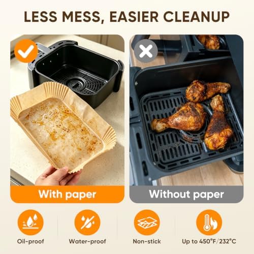200 PCS Loaf Pan Liners for Baking Bread 9x5 Inch, Non-Stick Loaf Pan Parchment Liners, Oil Proof Air Fryer Liners Disposable, Unbleached Parchment Paper for Air Fryer Basket, Daily Baking Use, Oven