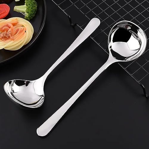 Soup Ladle, 2Pcs 304 Stainless Steel Ladle Spoon Small Gravy Soup Ladle Kitchen Utensil Cooking Serving Spoon for Cooking Buffet, Party, Kitchen(6.69inch+8.07inch)