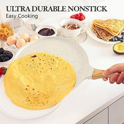 SENSARTE 12 Inch Nonstick Crepe Pan Ceramic Coating Pancake Pan White