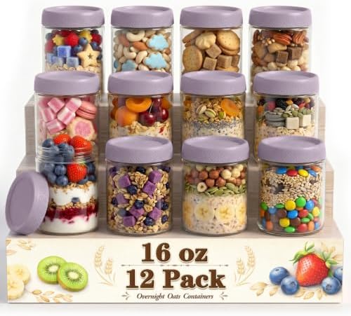 Mason Jars, Yogurt Parfait Cups with Lids, Suger Bowls, Purple
