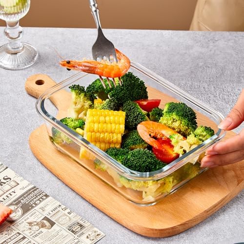 Liuruiyu 10 Pack Glass Food Storage Containers with Lids, Meal Prep Containers, Airtight Bento Boxes with Leak Proof Locking for Microwave, Oven, Freezer and Dishwasher, BPA Free