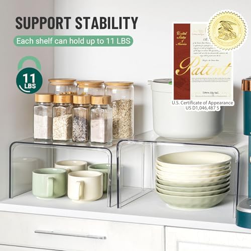 Bobomoment Clear Cabinet Organizer, Stackable Shelf Organizer Set of 4