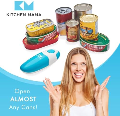 Kitchen Mama Auto Electric Can Opener, Battery Operated, Sky Blue