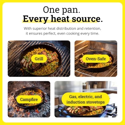 Lodge Pre-Seasoned Cast Iron Dual Handle Pan, PFAS-Free, 12 Inches