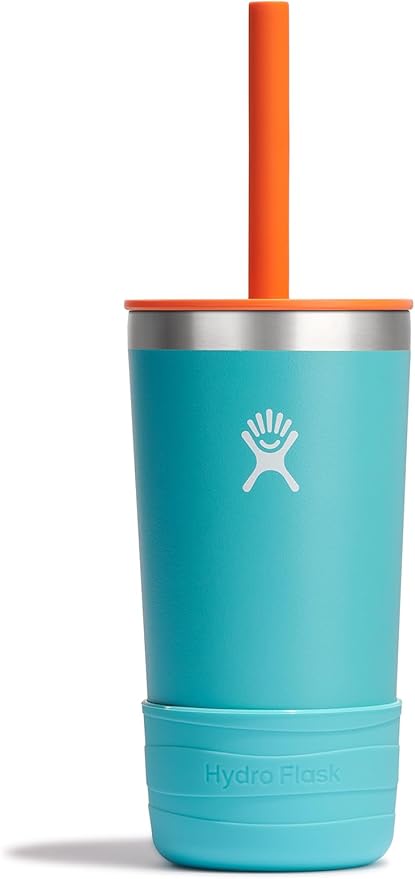 Hydro Flask Kids 12 Oz Tumbler with Lid and Straw for School - Insulated Stainless Steel in Seaspray Blue