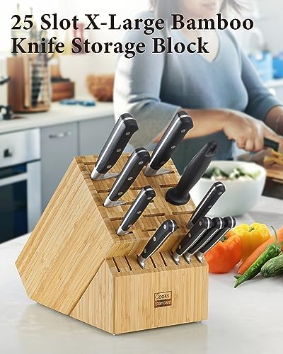 Cooks Standard Classic Bamboo 25-Slot Universal Knife Block without Knives