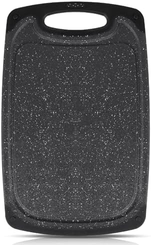 Cutting Boards,12.5"×7.7" Plastic Chopping Board Made From Natural Food Grade Material,BPA Free&Eco,Non Slip&Juice Groove,Dishwasher Safe,Double-Sided Usable,Dark Grey