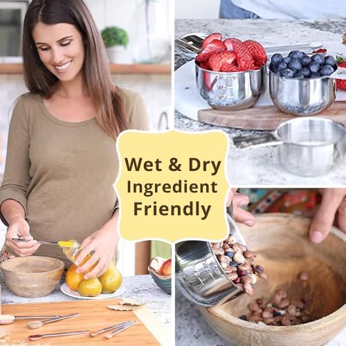 Simply Gourmet Measuring Cups Set of 7, Stackable, 304 Premium Stainless Steel, Kitchen Gadgets for Measure Liquid and Dry Ingredients, Cooking & Baking
