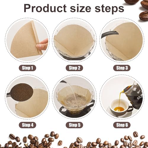 200 Count Coffee Filter, Size 02 Natural Unbleached Pour Over Coffee Filter