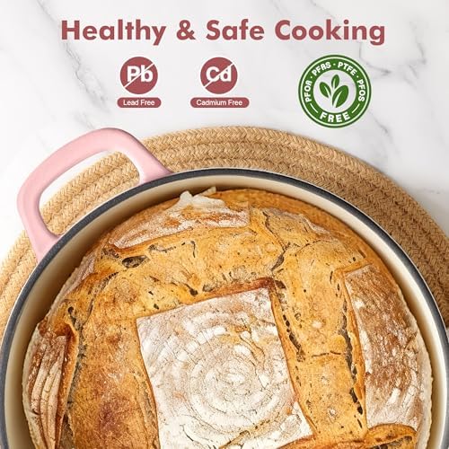 SENSARTE 3.5QT Enameled Cast Iron Dutch Oven Pot with Lid&Cotton Potholders