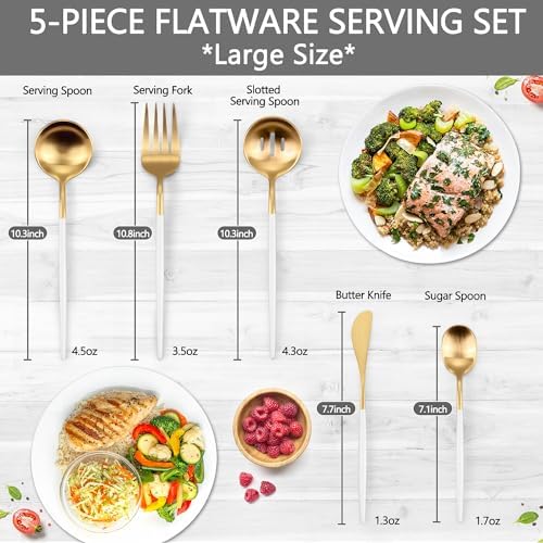 Whitegold Serving Utensils Set, 5pc Stainless Steel Serving Spoons