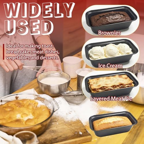 Zddaoole 4 Pack Mini Loaf Pans Set,6 x 3.4 x 2 In Tiny Meatloaf Pans,Small Banana Bread Tins,Stainless Steel Baking Pans for Homemade Cake,Brownies