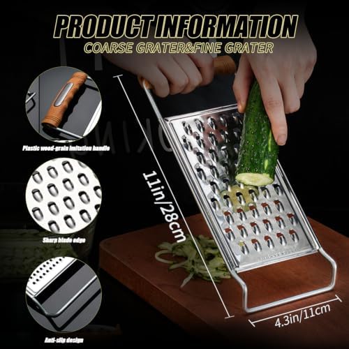 2 Pack Stainless Steel Handheld Grater Set,Coarse & Fine Kitchen Zester