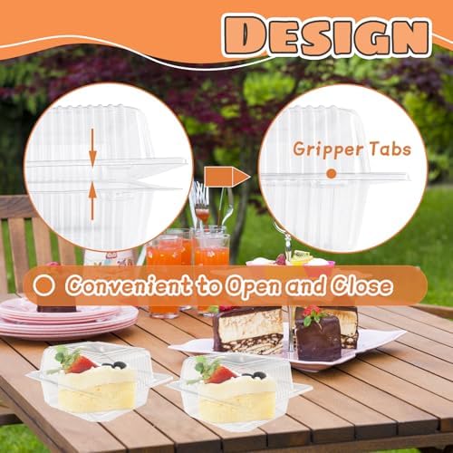 Jizvxe 50 Pcs Clear Plastic Take Out Containers,Clear Plastic Square Hinged Food Container with Lids,Disposable Clamshell Dessert Containers for Salad,Pasta,Hamburger(5.3 x 4.7 x 2.8 in)