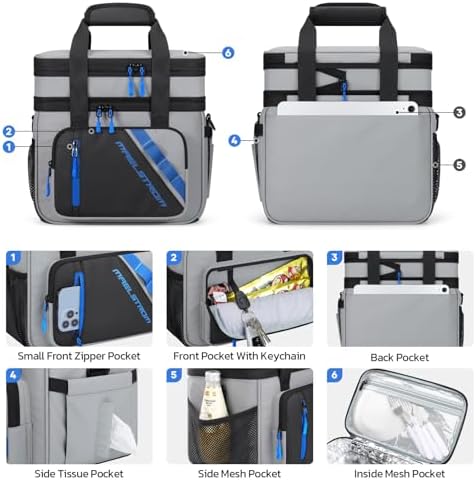 Maelstrom Insulated Lunch Box, 20L Double Deck Cooler Bag for Men Women