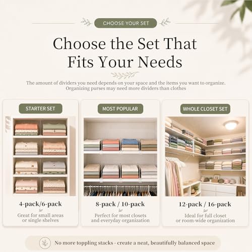 SortNStore Small Shelf Dividers Purse Organizer: 6" Tall (Shorter Version)