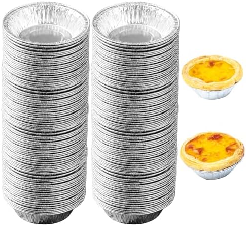 Disposable Aluminum Foil Tart,200 Pack Mini Pie Tins,Pie Pans for Baking Personal Mini Pies,Round Pie Tart Small Tin Foil Pans
