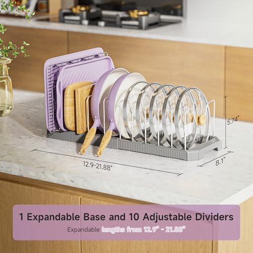 MUDEELA Pots and Pans Organizer under Cabinet, Grey