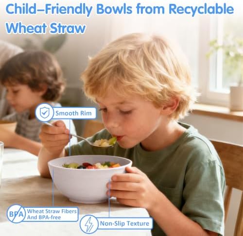 Quatish 10 PCS Cereal Bowls, Plastic Bowls, Small Snack Soup Kitchen Bowl