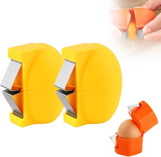 2026 New Egg Shell Opener, Stainless Steel Egg Cracker Tool, Multifunctional Egg Shell Opener for Raw & Hard-Boiled Eggs, Handheld Kitchen Gadget for Easy Peeling & Separating (yellow, 2PCS)