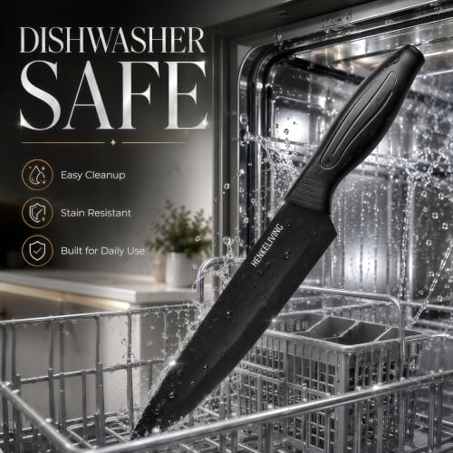Knife Set with Built-in Sharpener Block, Dishwasher Safe