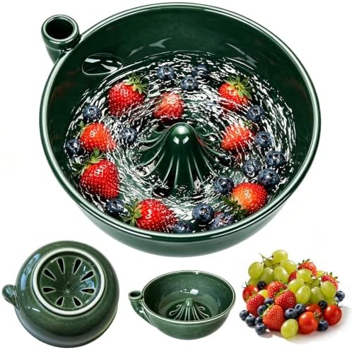 Ceramic Berry Washing Bowl with Auto-Spin Swirl Drainage