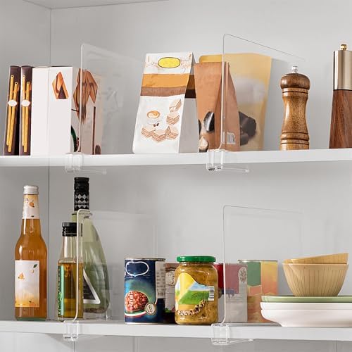 HBlife 5 Pack Clear Shelf Dividers, Vertical Purse Organizer for Closet Perfect for Sweater, Shirts, Handbags in Bedroom and Kitchen, Adjustable Acrylic Bookshelf for Organization