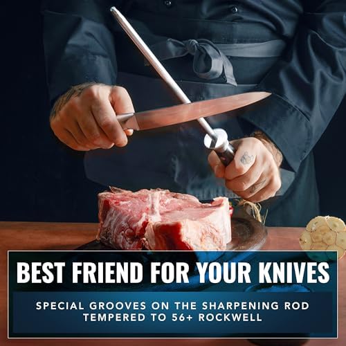 Cutluxe Honing Rod – 12" Sharpening Steel for Kitchen Knives, Carbon Steel