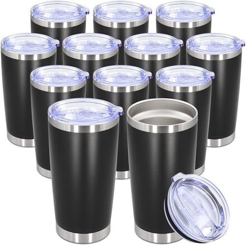 20oz Tumbler Stainless Steel Tumbler Coffee Tumbler with Lid Black, 12P